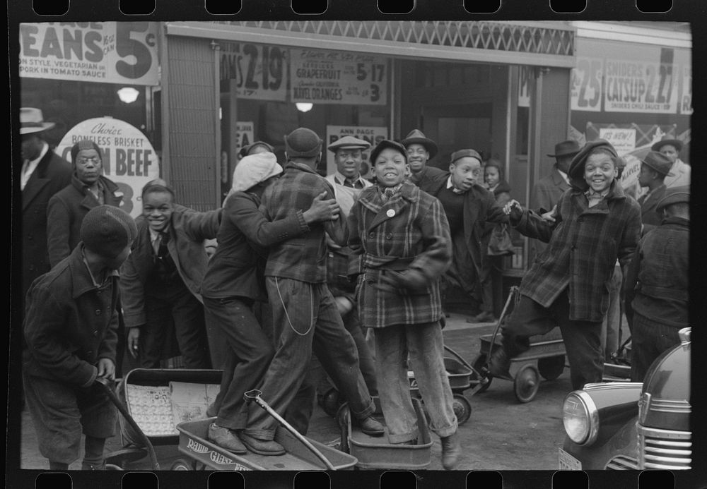  boys like to clown before the camera, Chicago, Illinois by Russell Lee