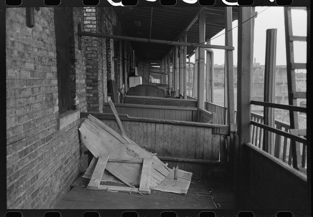 Back porches of apartment building in  section of Chicago, Illinois by Russell Lee