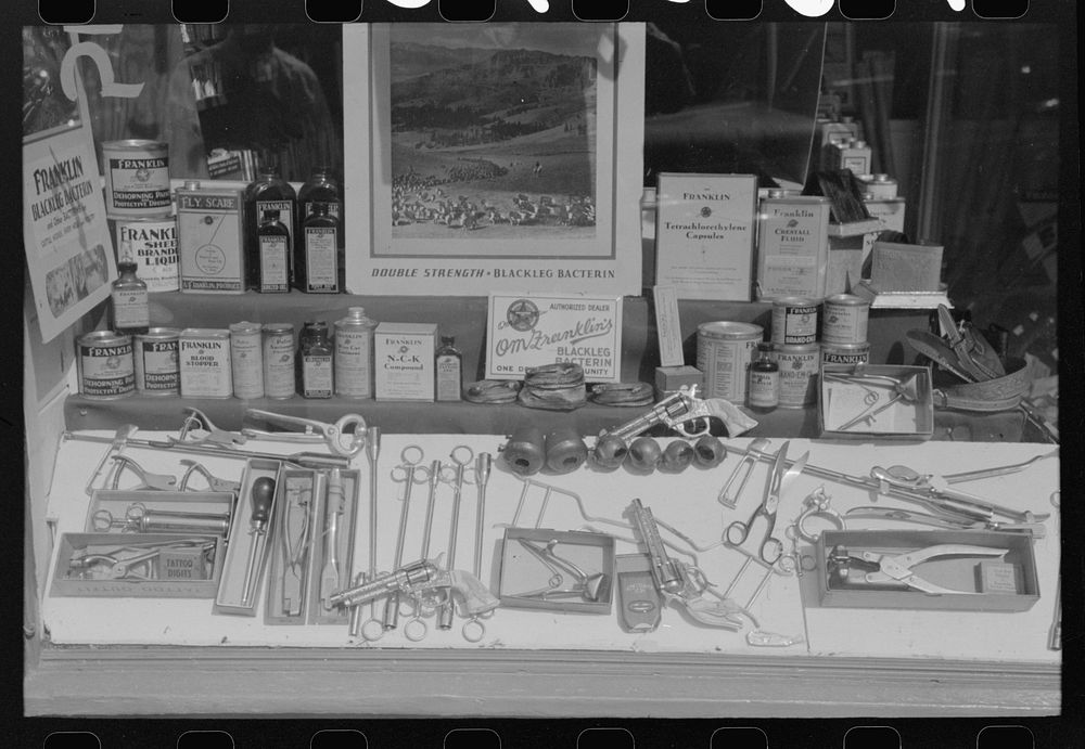Hardware store window. Ontario, Oregon by Russell Lee