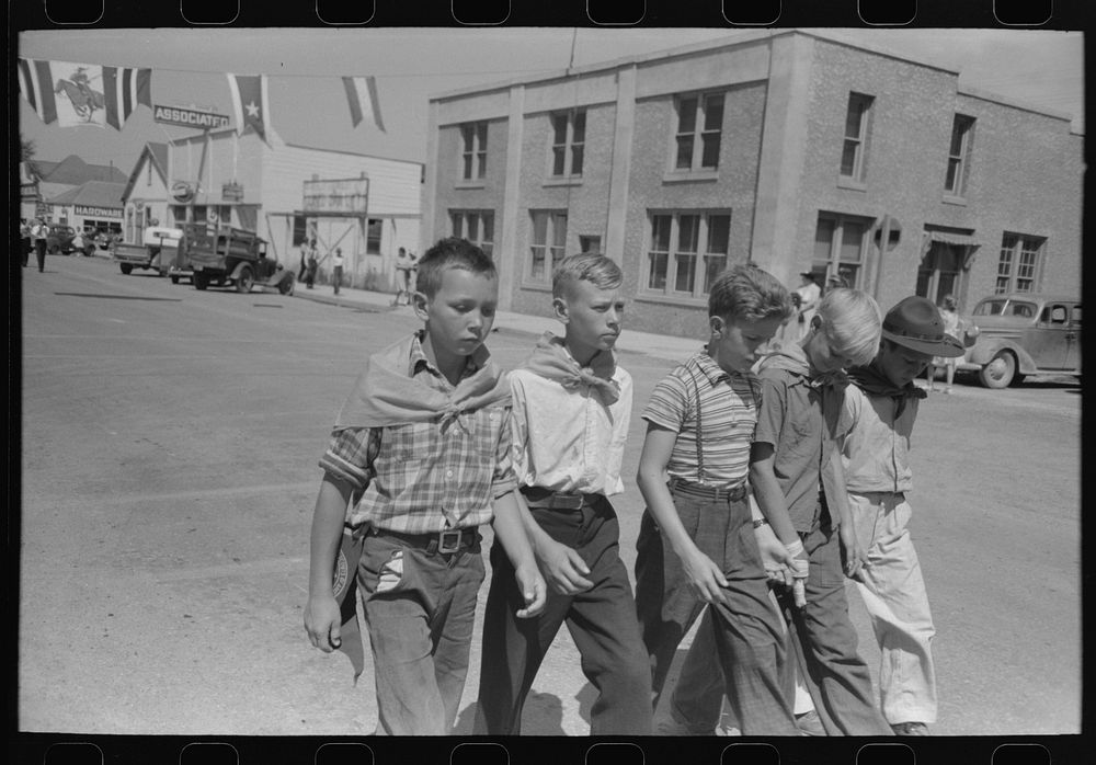 Boy scouts in the Fourth of July parade at Vale, Oregon by Russell Lee