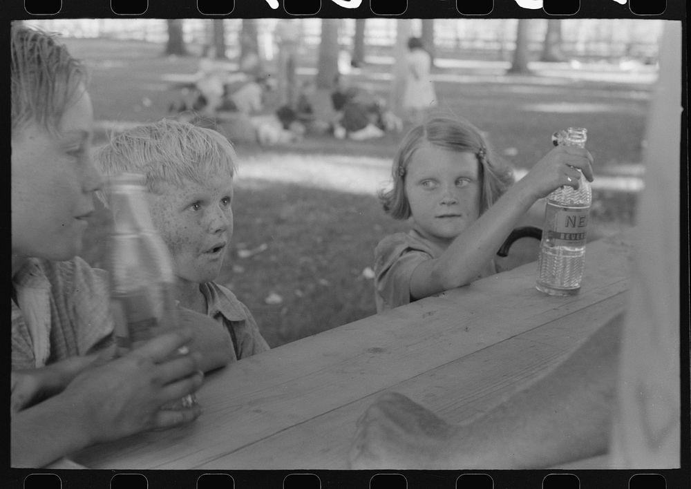 [Untitled photo, possibly related to: Cold drink stand at the picnic grounds on the Fourth of July, Vale, Oregon] by Russell…