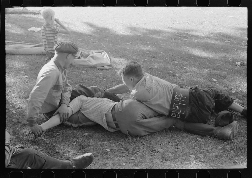 [Untitled photo, possibly related to: Roughhousing, Fourth of July, Vale, Oregon] by Russell Lee