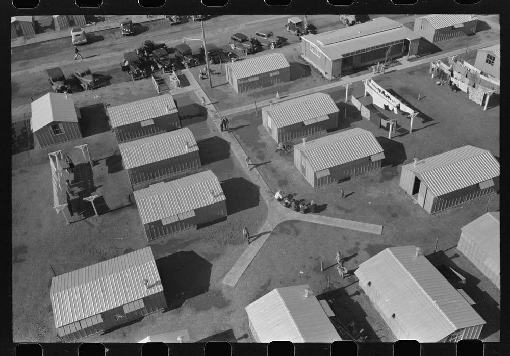 Housing for agricultural workers at the FSA (Farm Security Administration) farm workers community, Woodville, California by…