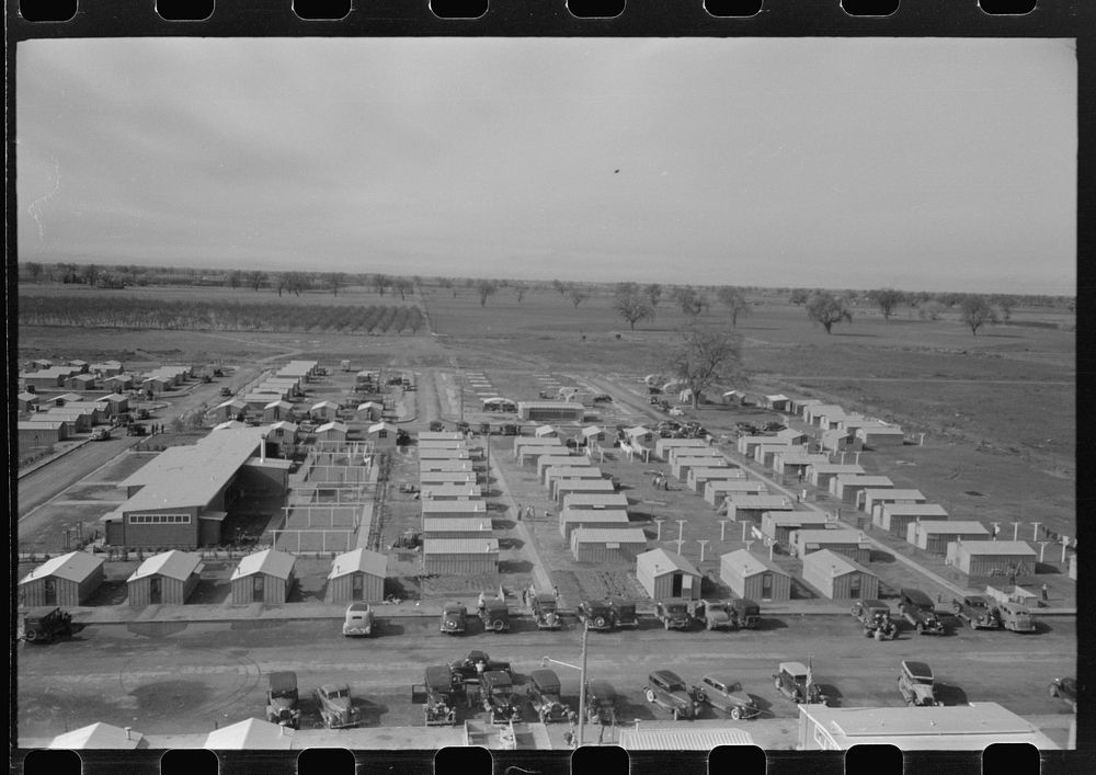 Housing for agricultural workers at the FSA (Farm Security Administration) farm workers community, Woodville, California by…