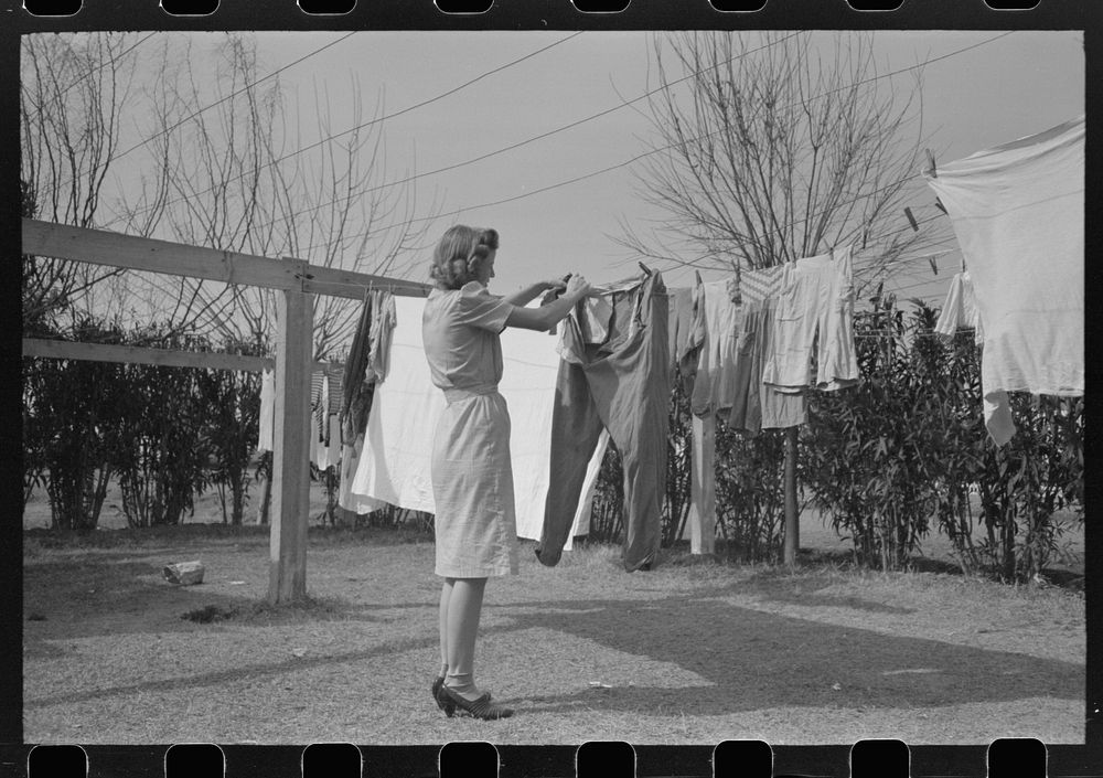 Washday at the FSA (Farm Security Administration) Camelback Farms, Phoenix, Arizona by Russell Lee