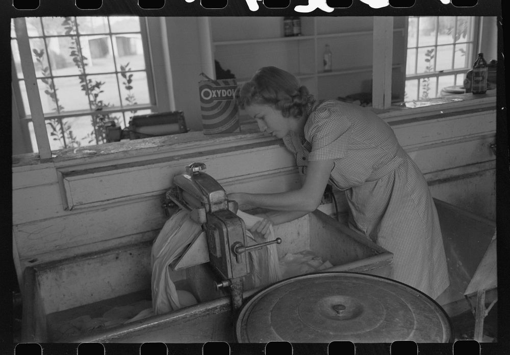 Washday at the FSA (Farm Security Administration) Camelback Farms, Phoenix, Arizona by Russell Lee
