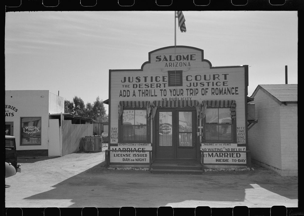[Untitled photo, possibly related to: Marriage mill, Salome, Arizona] by Russell Lee