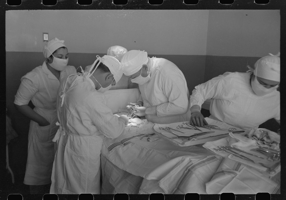 [Untitled photo, possibly related to: Operation at the Cairns General Hospital at the FSA (Farm Security Administration)…