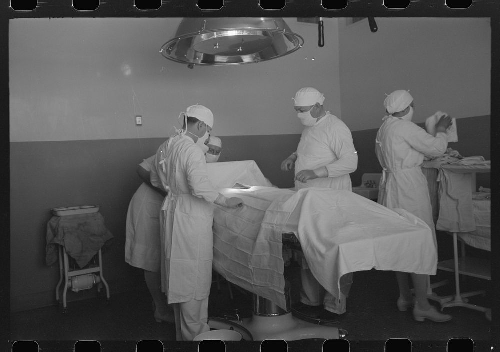 [Untitled photo, possibly related to: Operation at the Cairns General Hospital at the FSA (Farm Security Administration)…