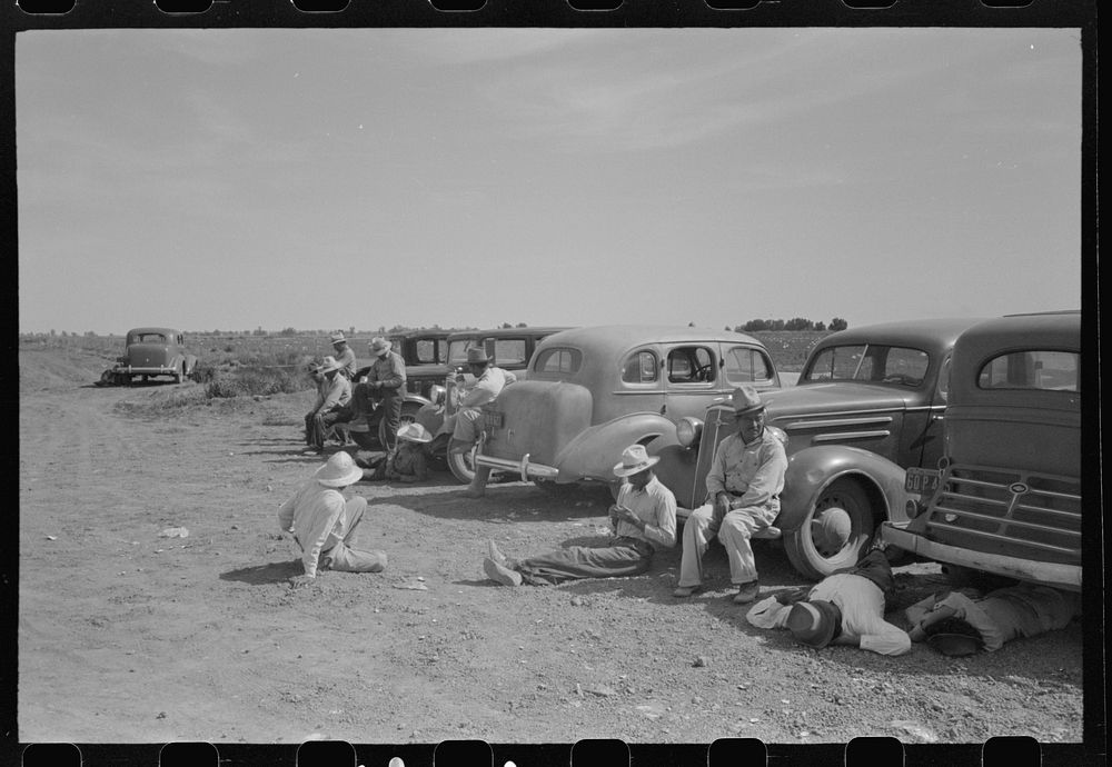 Imperial County, California. Agricultural workers during lunch hour by Russell Lee
