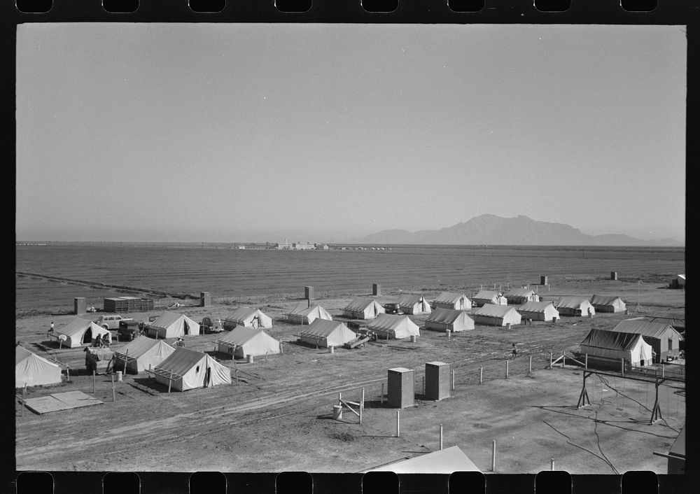 FSA (Farm Security Administration) farmworkers camp, Friendly Corners, Arizona by Russell Lee