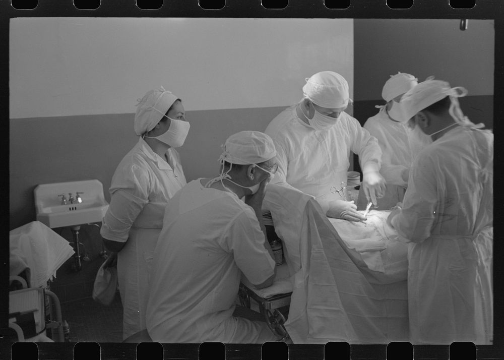 [Untitled photo, possibly related to: Operation at the Cairns General Hopsital at the FSA (Farm Security Administration)…