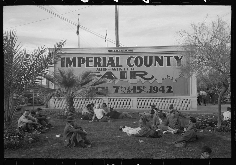 Resting at the Imperial County Fair, California by Russell Lee