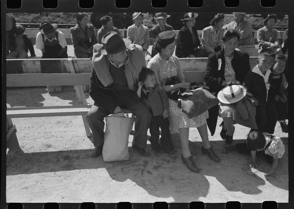 [Untitled photo, possibly related to: Santa Anita reception center, Los Angeles, California. The evacuation of Japanese and…