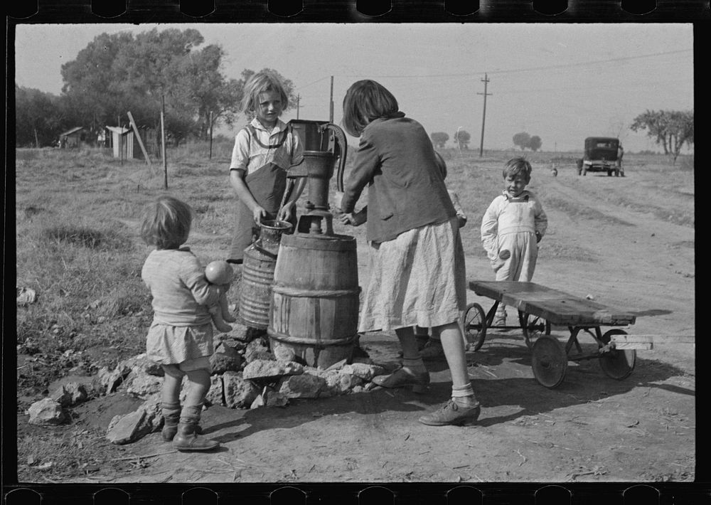 Water supply, American River camp, California, San Joaquin Valley by Dorothea Lange