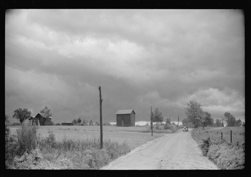 Storm brewing. A country road near Stem, North Carolina. Sourced from the Library of Congress.