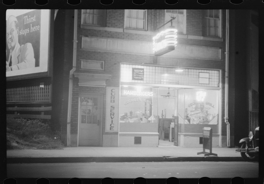 [Untitled photo, possibly related to: A hamburger shop in Durham, North Carolina]. Sourced from the Library of Congress.