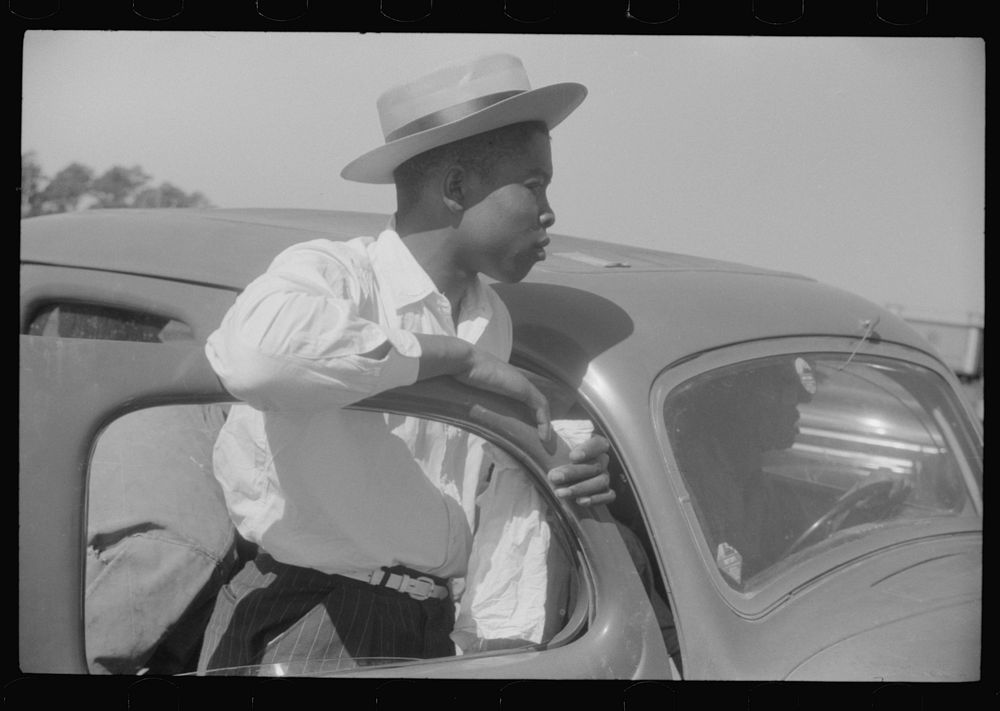 [Untitled photo, possibly related to: Migratory agricultural worker waiting at the Little Creek end of the Norfolk-Cape…