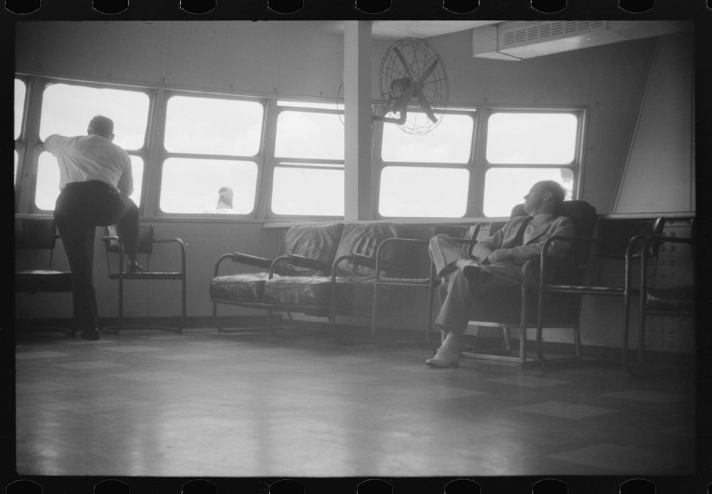 On board the "Princess Anne" super-deluxe luxury liner ferry plying between Little Creek, Virginia (Norfolk) and Cape…