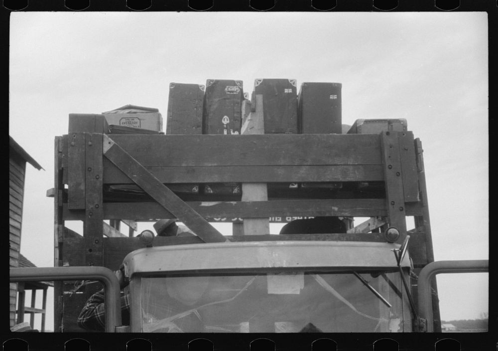 Luggage aboard a Florida migrant's truck, Belcross, North Carolina. Sourced from the Library of Congress.