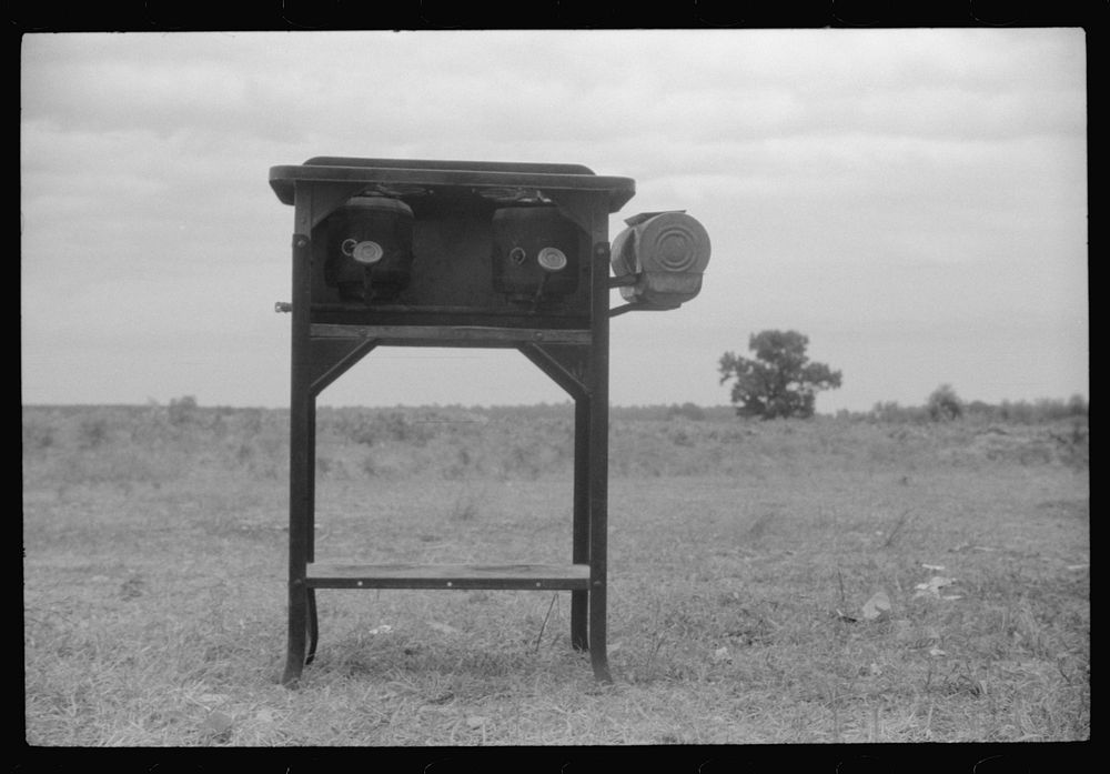 Migrants leaving North Carolina had to leave this stove behind; it was rented from a farmer. Near Belcross, North Carolina.…