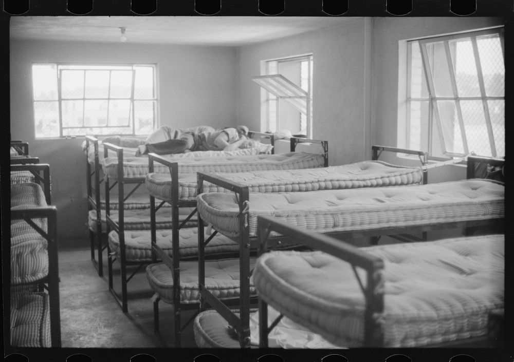 [Untitled photo, possibly related to: Free sleeping quarters for truck drivers at a truck service station on U.S. 1 (New…