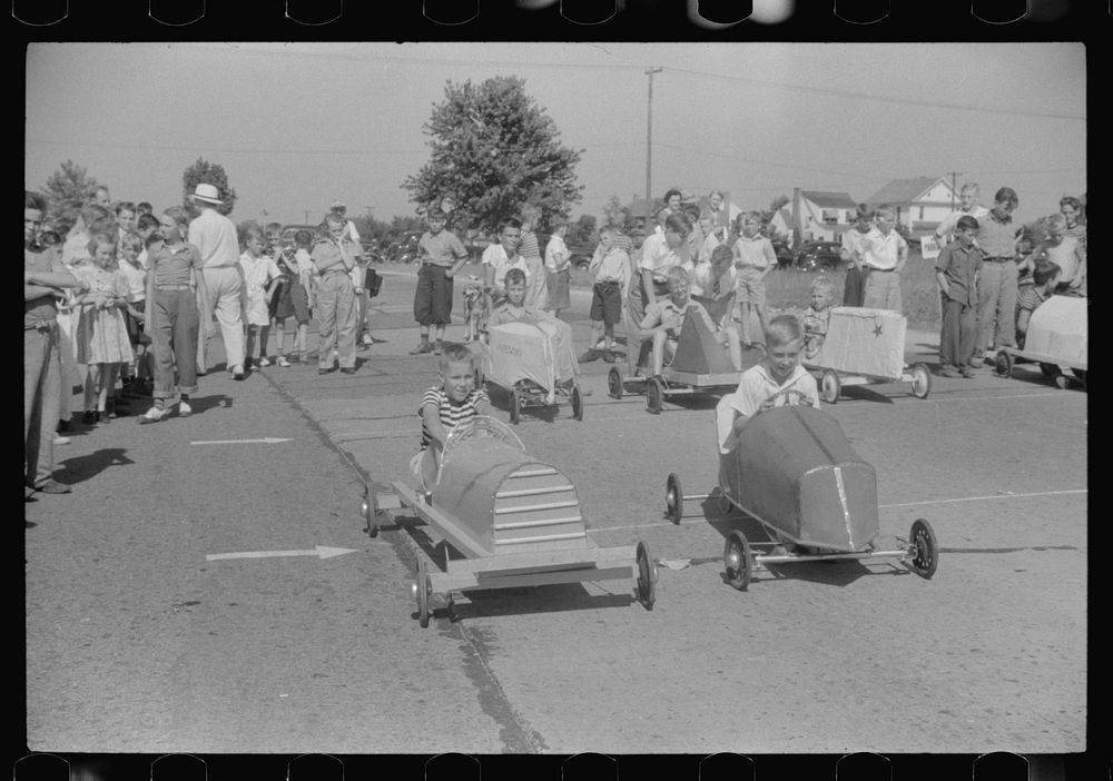 The winners of the soapbox auto race during July 4th celebration at Salisbury, Maryland. Sourced from the Library of…