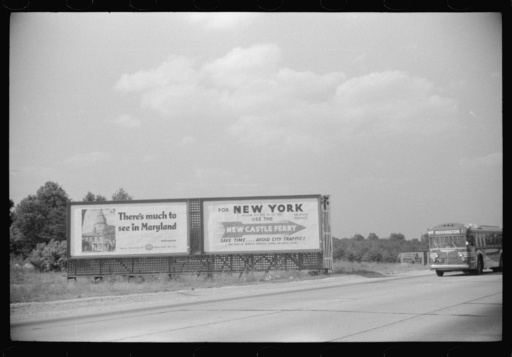 Billboards along U.S. 1 near Laurel, Maryland. Sourced from the Library of Congress.