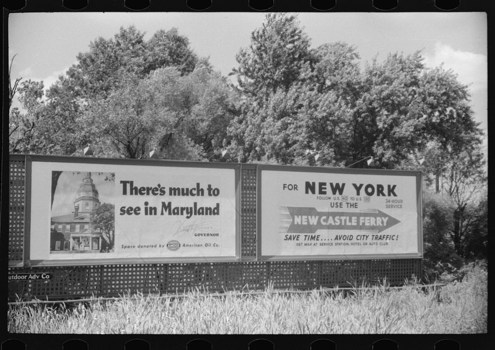 [Untitled photo, possibly related to: Billboards along U.S. 1 near Laurel, Maryland]. Sourced from the Library of Congress.
