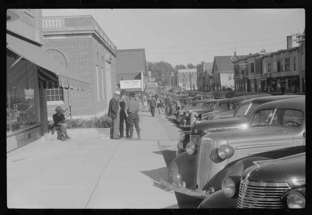 [Untitled photo, possibly related to: Saturday afternoon on main street in Caribou, Maine]. Sourced from the Library of…