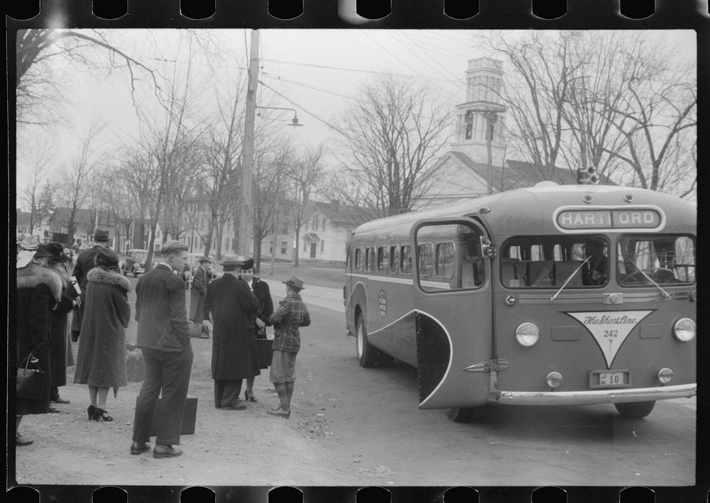 [Untitled photo, possibly related to: Waiting for the bus in Colchester, Connecticut]. Sourced from the Library of Congress.