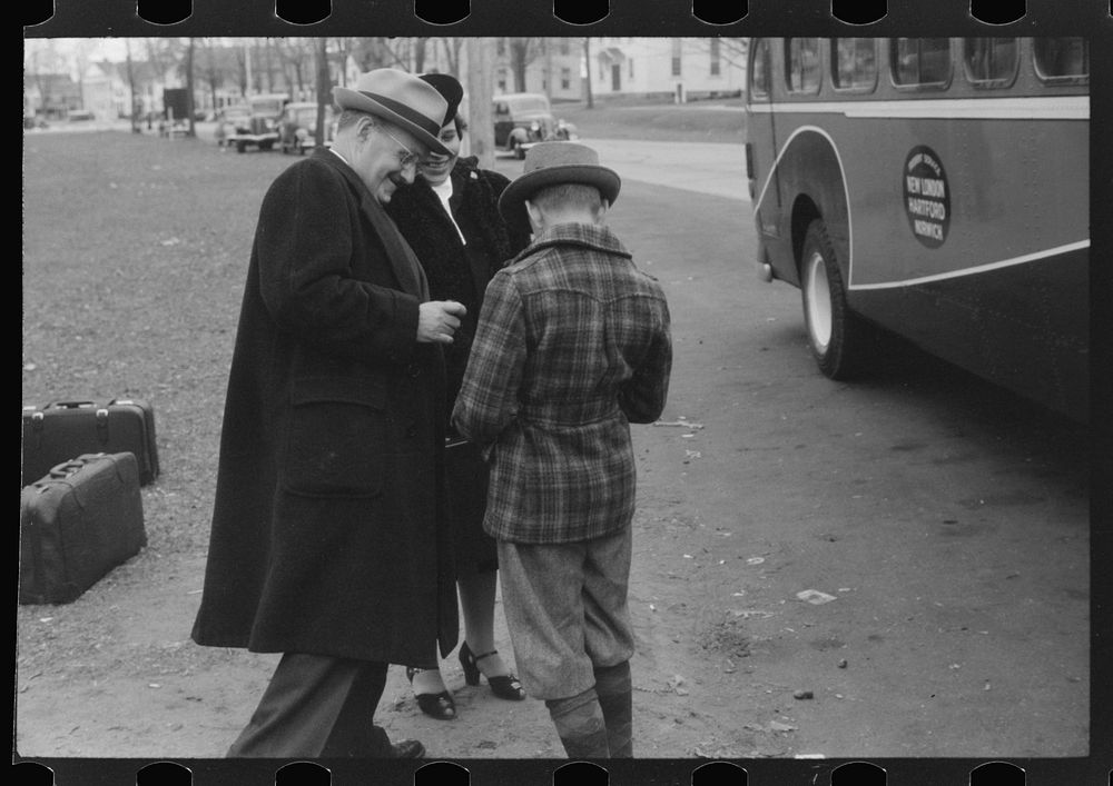 Waiting for the bus in Colchester, Connecticut. Sourced from the Library of Congress.