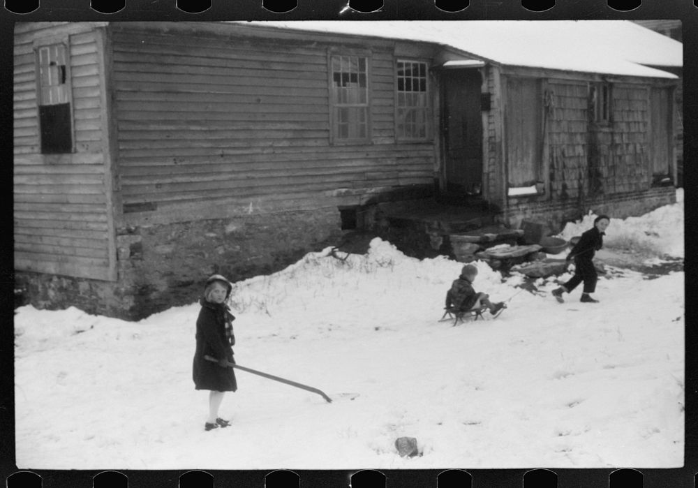 [Untitled photo, possibly related to: Shovelling snow in Norwich, Connecticut]. Sourced from the Library of Congress.