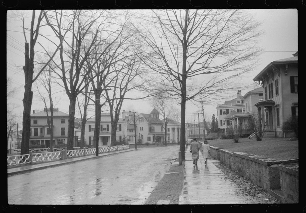 [Untitled photo, possibly related to: Coming home from school on a rainy day in Norwich, Connecticut]. Sourced from the…