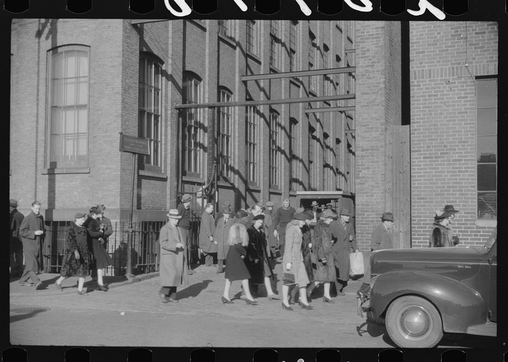 [Untitled photo, possibly related to: Employees leaving Brown and Sharpe Manufacturing Company, Providence, Rhode Island].…