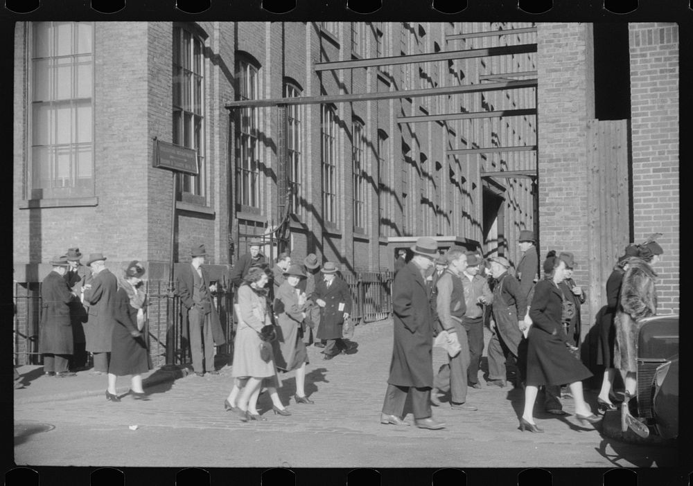 [Untitled photo, possibly related to: Employees leaving Brown and Sharpe Manufacturing Company, Providence, Rhode Island].…