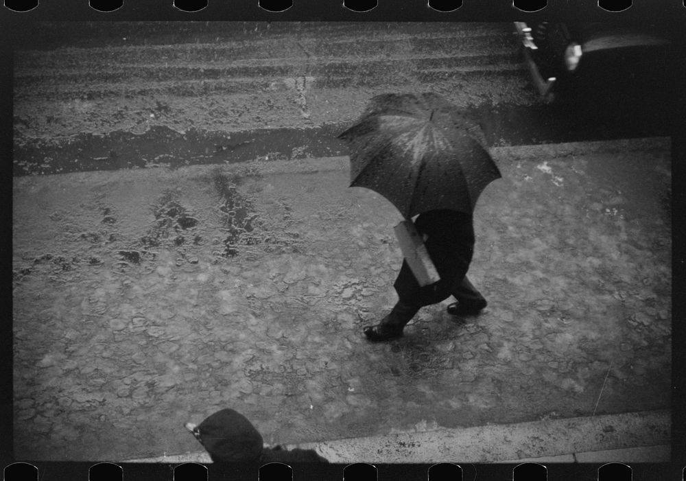 On a rainy day in Providence, Rhode Island. Sourced from the Library of Congress.