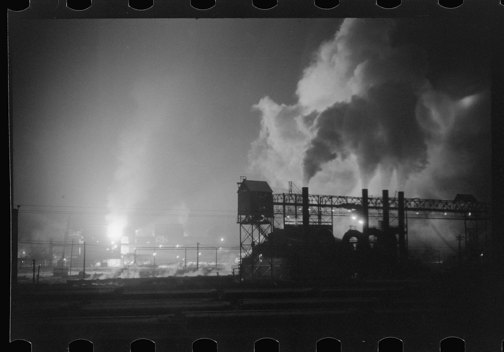 [Untitled photo, possibly related to: The Bessemers "blooming" at the Jones and Laughlin Steel Company in Aliquippa…