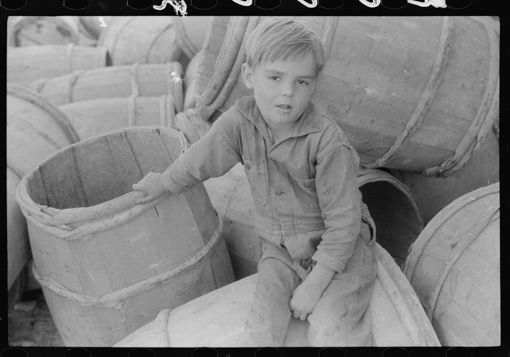 [Untitled photo, possibly related to: Child of a French-Canadian potato farmer in Soldier Pond, Maine]. Sourced from the…