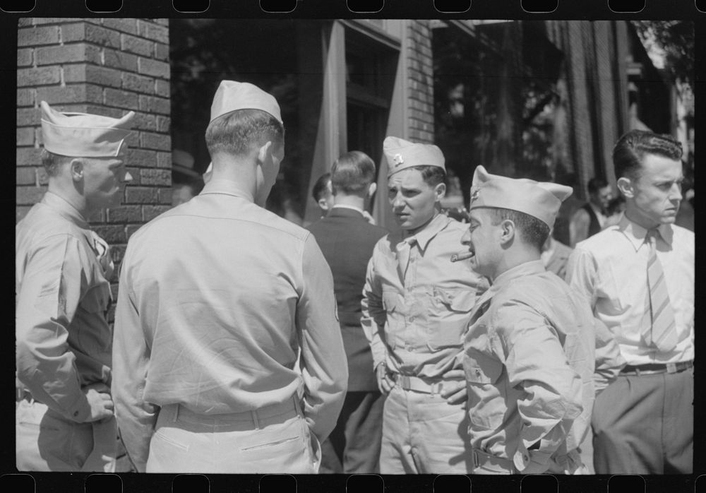 [Untitled photo, possibly related to: Soldiers from Fort Benning on a street in Columbus, Georgia]. Sourced from the Library…