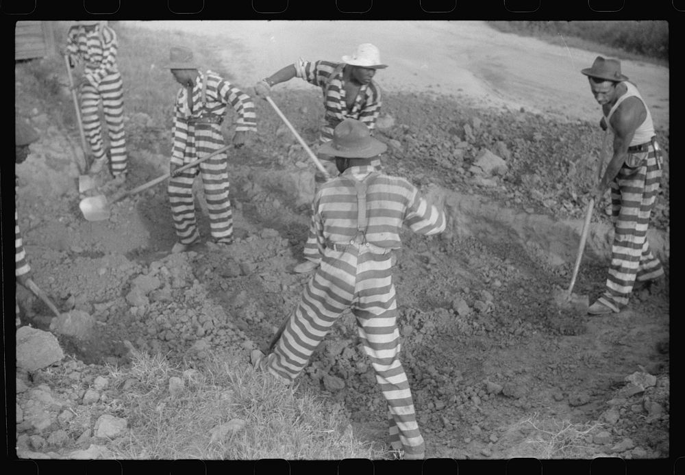 [Untitled photo, possibly related to: Georgia convicts working on a road in Oglethorpe County]. Sourced from the Library of…