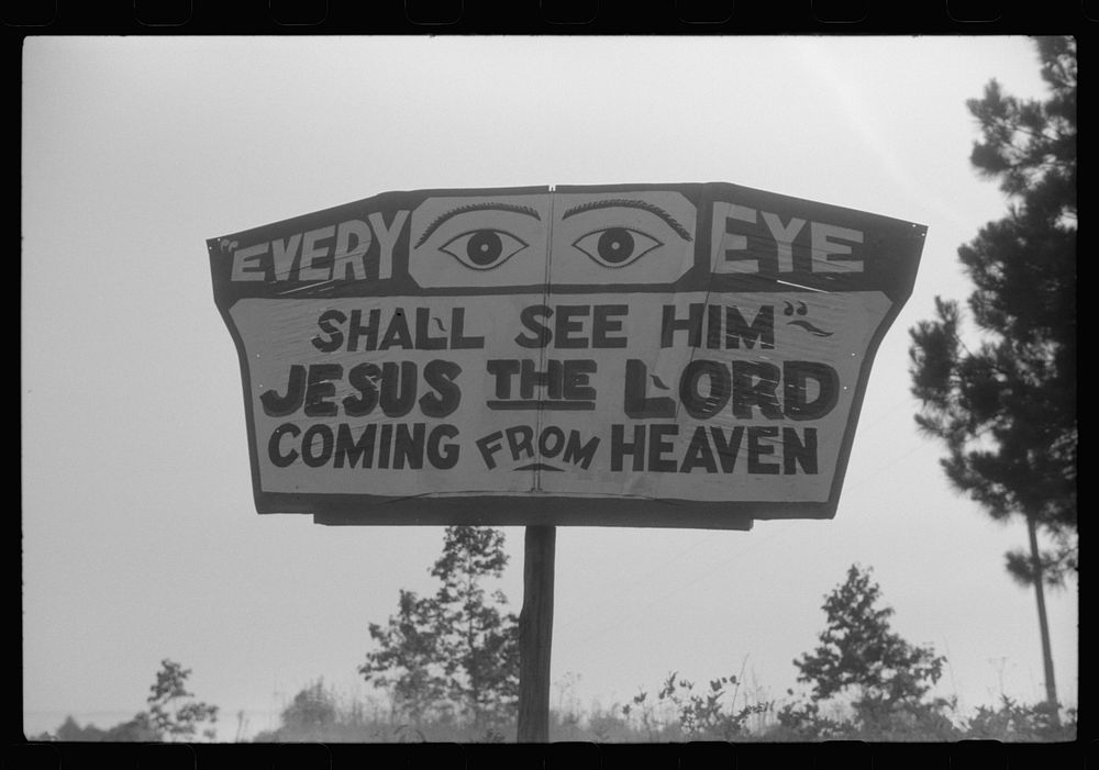 Religious sign on the highway outside of Greensboro, Georgia. Sourced from the Library of Congress.
