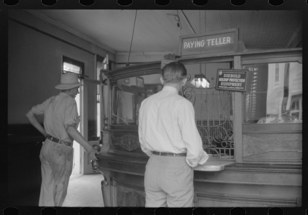 In the bank in Greensboro, Greene County, Georgia. Sourced from the Library of Congress.