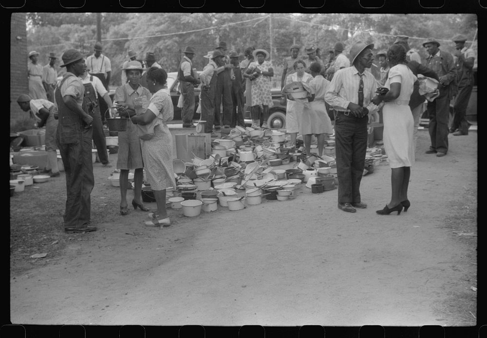 [Untitled photo, possibly related to: A sale of pots and pans in Union Point, Greene County, Georgia]. Sourced from the…
