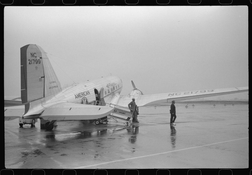 [Untitled photo, possibly related to: A plane on the field at the municipal airport on a rainy day, Washington, D.C.].…