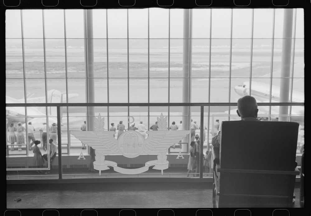 View from the balcony of the main waiting room at the municipal airport, Washington, D.C.. Sourced from the Library of…