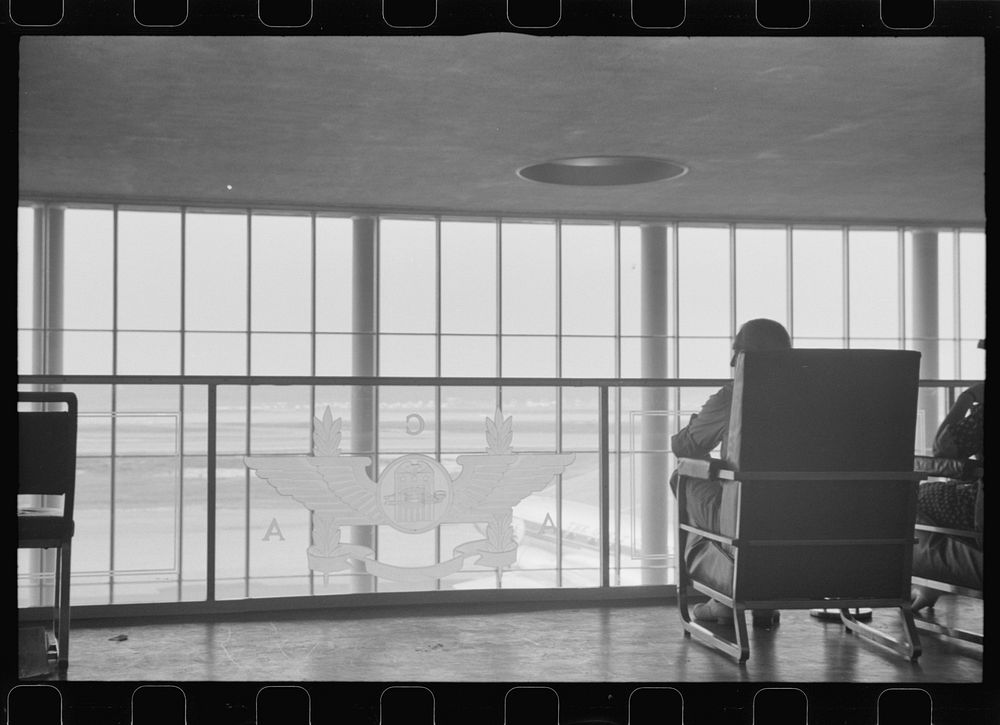 [Untitled photo, possibly related to: View from the balcony of the main waiting room at the municipal airport, Washington…