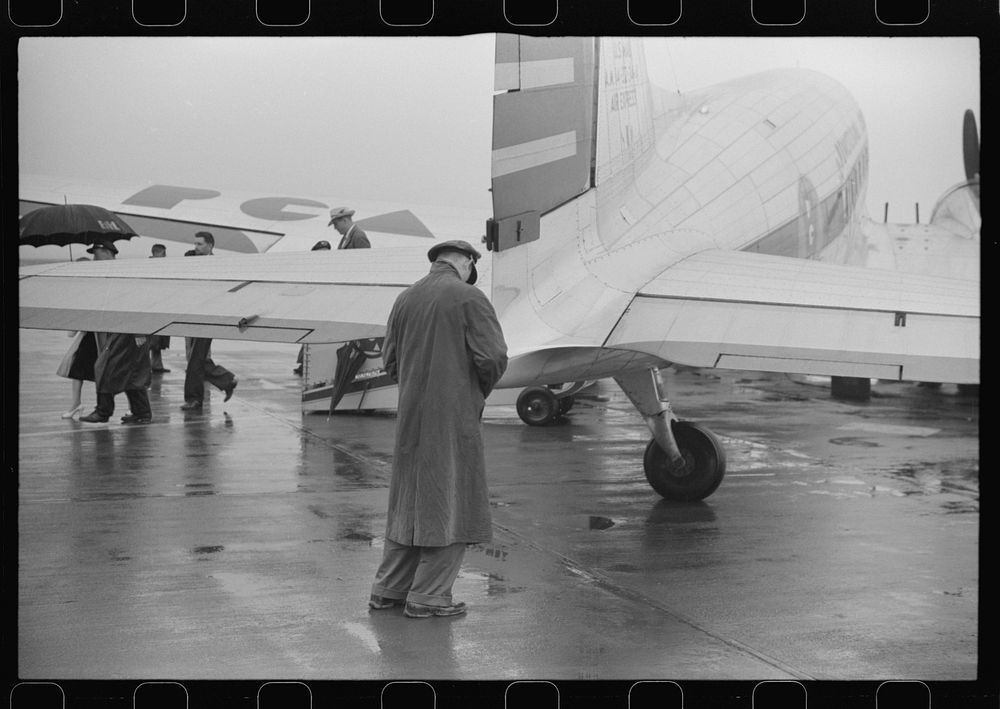 [Untitled photo, possibly related to: On a rainy day on the field of the municipal airport in Washington, D.C.]. Sourced…
