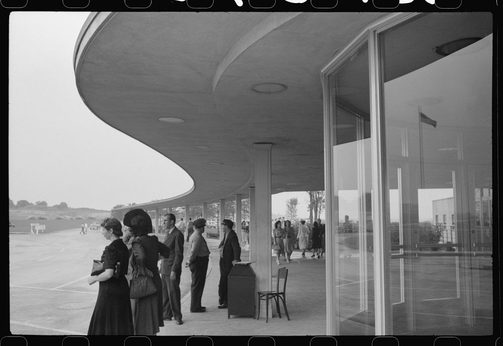 [Untitled photo, possibly related to: Looking out of one of the vestibules at the entrance to the municipal airport in…