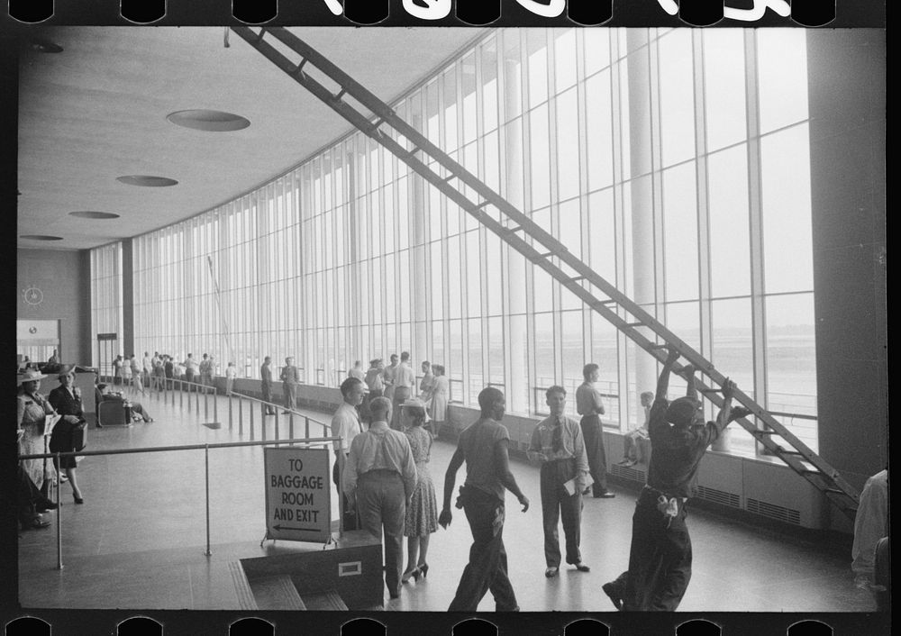 [Untitled photo, possibly related to: In the main waiting room at the municipal airport in Washington, D.C.]. Sourced from…